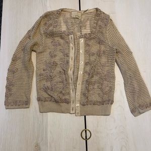 Anthropologie cream lace top Sz XS